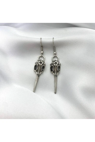 Gotik Viking Raven Tarz Kuş Kafatası Küpe ürün görseli 1
