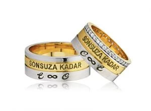 Gümüş Kişiye Özel Sonsuza Kadar Çift Alyans ürün görseli 1