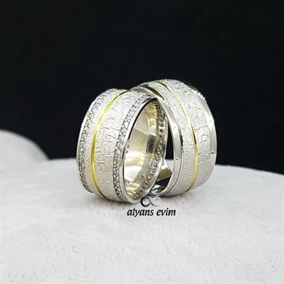 Cnc Desenli Çift Gümüş Alyans - Resim 4
