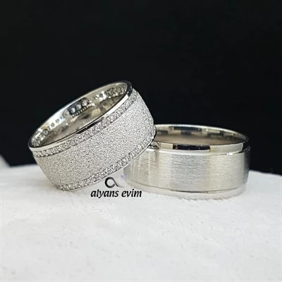Kumlu Model Çift Gümüş Alyans - Resim 7