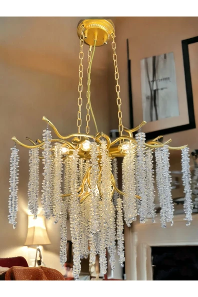 Luxury Gold - Altın Kaplama Serip Avize - Salon / Oturma Odası - Yatak Odası - Hotel ve Showroom ürün görseli 1