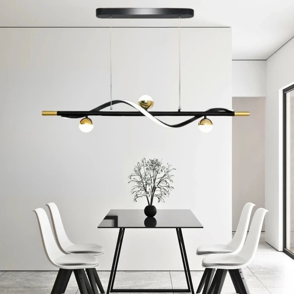 Rose Gold Led Camlı Modern Avize - Resim 2
