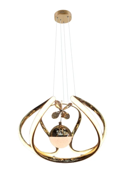 Modern Taşlı Toplu Bronz Ledli Avize - Resim 3