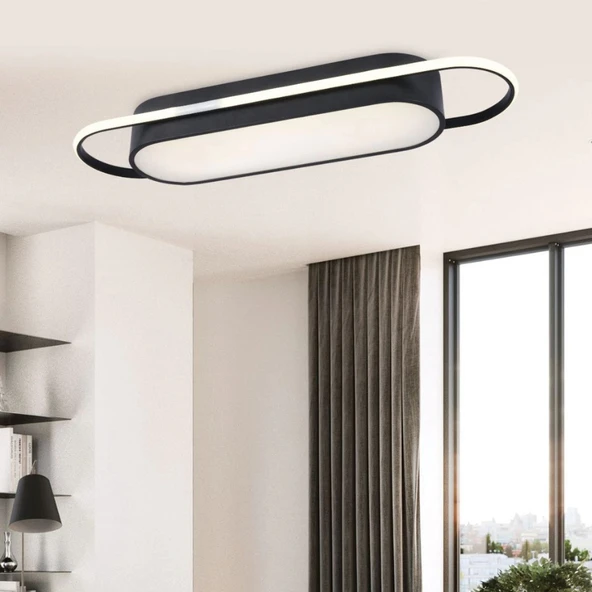 Cio Modern Led Avize Plafonyer Üç Renkli Siyah - Resim 2