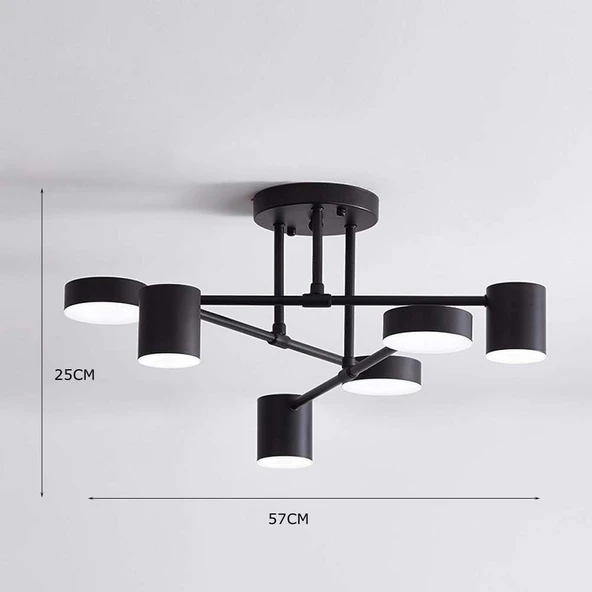 Eaos Siyah Ledli Plafonyer Avize - Resim 5