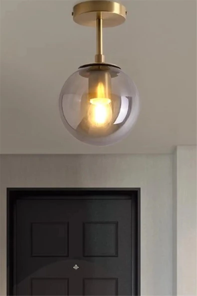 Mini Modern Spor Gold Füme Camlı Tavan Plofonyer ürün görseli 1