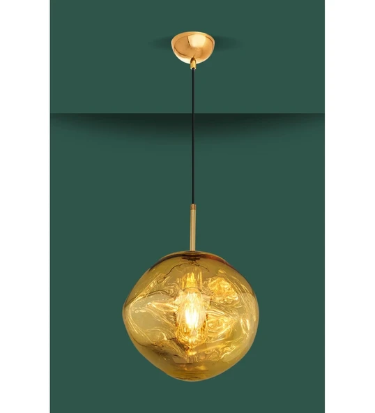 Loş Işıklı Cam Gold Modern Tavan Sarkıt Avize - Resim 2