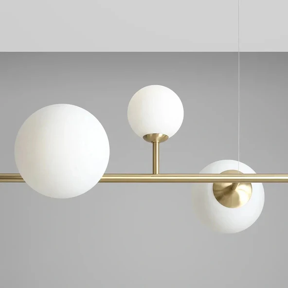 Iso Altın Opal Camlı Ledli Sarkıt Avize - Resim 3