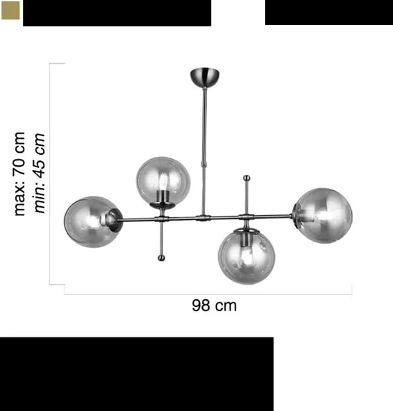 Polino 4'lü Krom Sıralı Avize - Resim 3