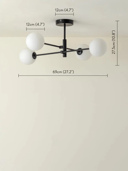 Else 4'lü Siyah Sarkıt Avize - Resim 6