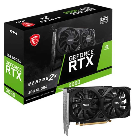 Msi Geforce Rtx3050 Ventus 2x E 6g Oc 6gb Gddr6 96bit 2xhdmi 1xdp Ekran Karti ürün görseli 1