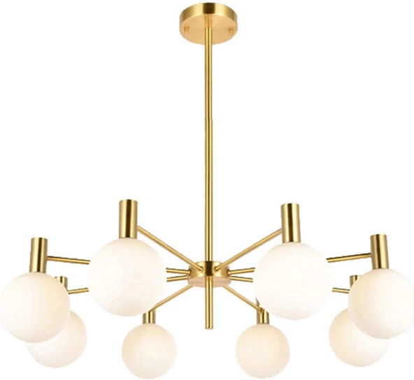 Brass Pirinç 8'li Sarkıt Avize Salon Oturma Odası ürün görseli 1