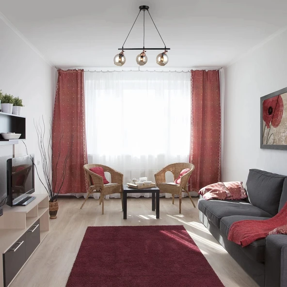 Serta 3'lü Sıralı Siyah Bakır Avize - Resim 2