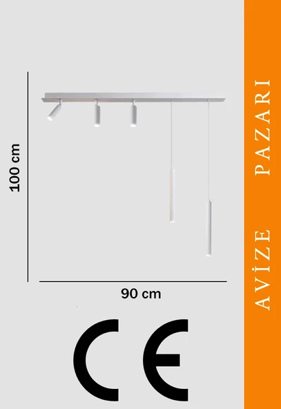 Mion Beyaz Led Spotlu Boru Sarkıt Avize - Resim 4