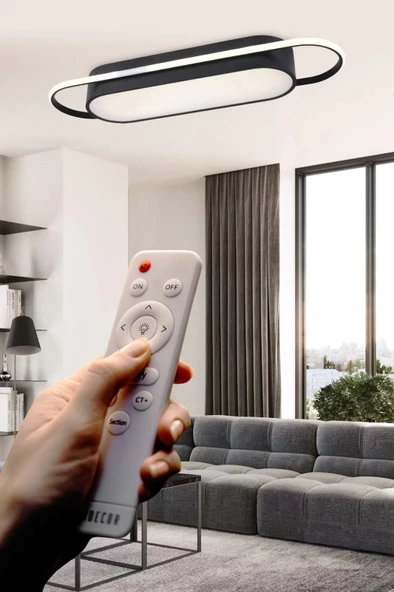Cio Modern Led Avize Plafonyer Üç Renkli Siyah Renkli Kumandalı ürün görseli 1