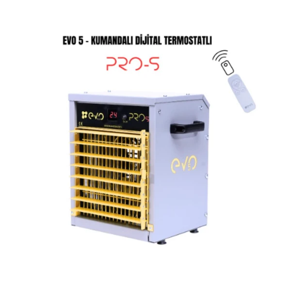 Evo 5 PROs - 5 kw Kumandalı ve Dijital Endüstriyel Elektrikli Fanlı Isıtıcı ürün görseli 1
