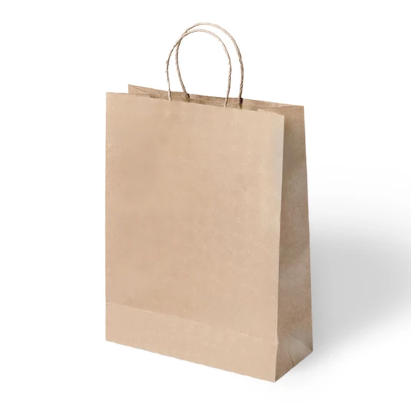 Büküm Saplı Kraft Kağıt Çanta 45x50x12 Cm Pakette 24 Ad. ürün görseli 1