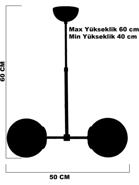 Liblo 2'li Eskitme Bal Camlı Avize - Resim 4