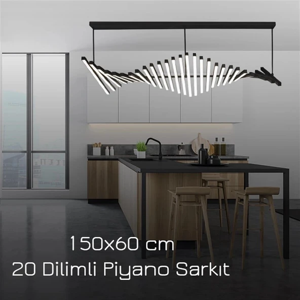Lüks Modern Ledli Piyano Avize Beyaz Mutfak Üzeri Aydınlatma Yemek Masası Avize ürün görseli 1