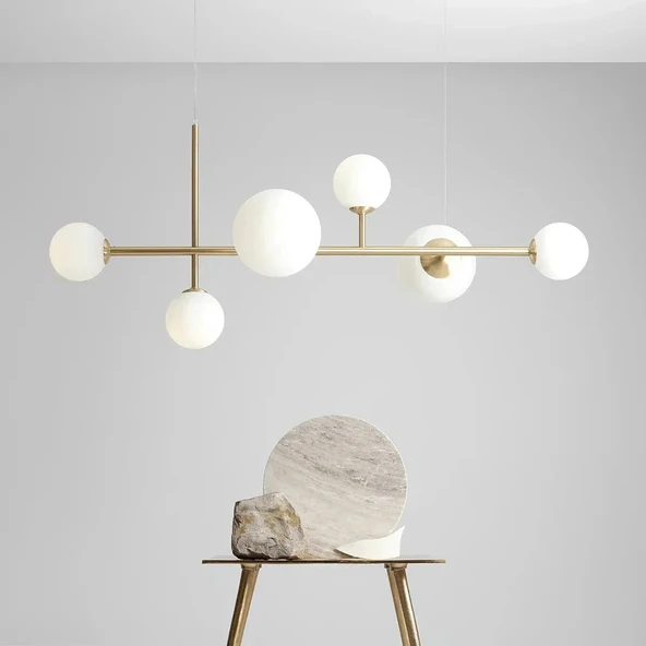 Iso Altın Opal Camlı Ledli Sarkıt Avize - Resim 2
