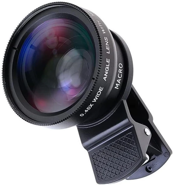 2’si 1 Arada Klipsli Telefon Kamera Lensi 0.45X Ultra Geniş Açı 10X Makro 37mm Evrensel 49mm UV Port ürün görseli 1