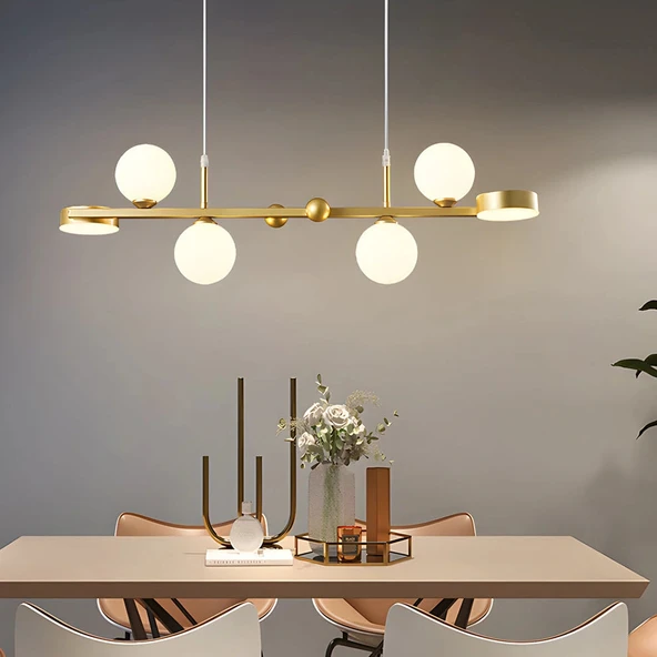 Now Buzlu Altın Opal Camlı Led Sarkıt Avize - Resim 2
