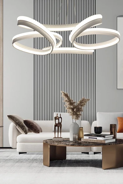 Yüksek Aydınlatmalı Kalın Kasa Papatya Model Beyaz Led Avize ürün görseli 1