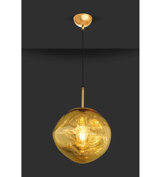 Loş Işıklı Cam Gold Modern Tavan Sarkıt Avize - Resim 3