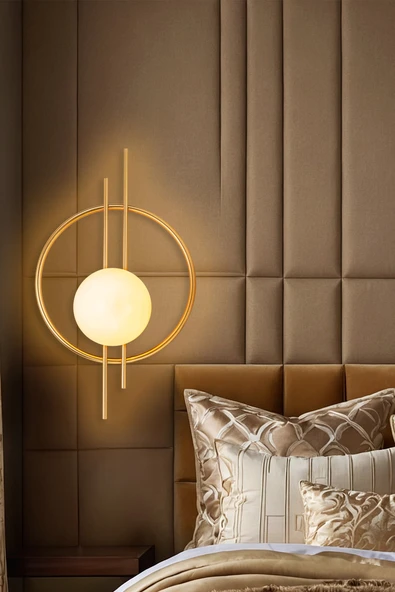 Glop Camlı Modern Ampüllü Aplik Gold ürün görseli 1