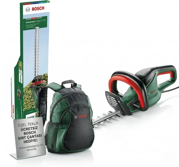 Bosch UniversalHedgeCut 50 Çit Budama Makinesi + hediyeli ürün görseli 1