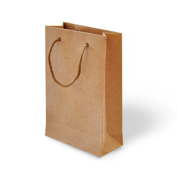 İp Saplı Karton Çanta Kraft Renk 11x16x5 cm 24 Adet ürün görseli 1