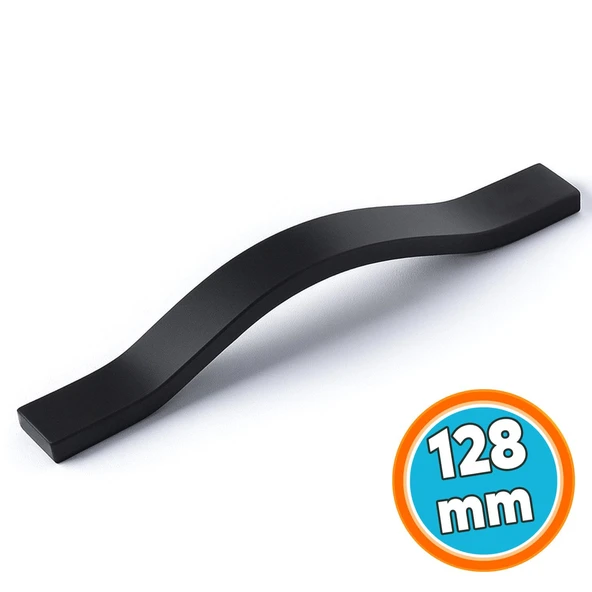 Mobilya Çekmece Kolu Mutfak Dolabı ve Kapak Kulpları Dayanıklı Siyah Metal Kulp 128 mm ürün görseli 1