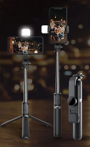S03 Bluetooth Kumandalı Tripod LED Işıklı Selfie Çubuğu Telefon Tripodu - Uzayabilen Taşınabilir Tripod ürün görseli 1