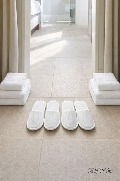 100 Çift Noktalı Kaydırmaz Taban Tek Kullanımlık Otel SPA Terlik ürün görseli 1