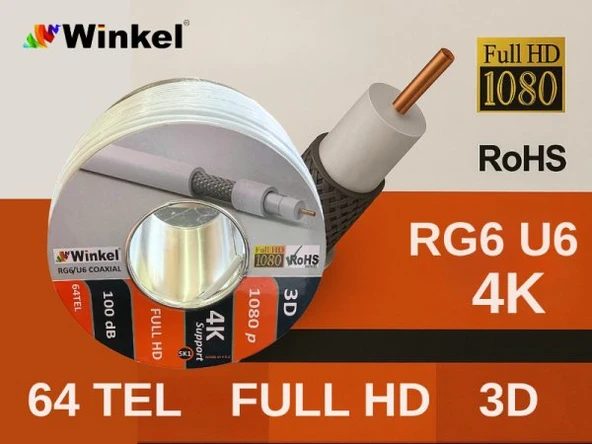 WİNKEL 64 TEL MAKARALI İTHAL ANTEN KABLOSU 100 METRE ürün görseli 1