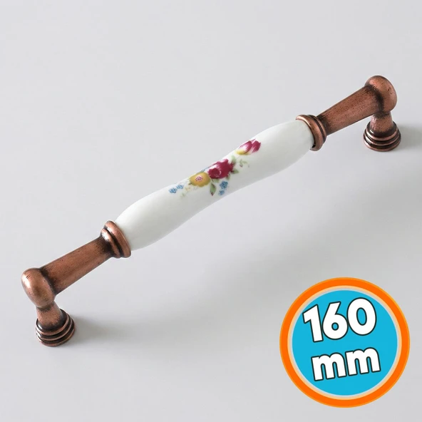 Mobilya Mutfak Dolap Kulpu Kulbu Kulpları Gerçek Porselen Eskitme Antik Bakır 160 mm ürün görseli 1