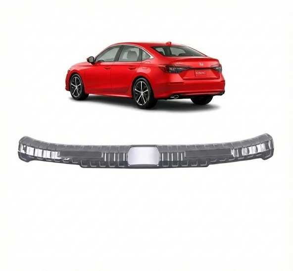 Honda Civic 2022+ Uyumlu Arka Bagaj İç Tampon Eşiği 1 Parça Krom ürün görseli 1