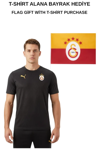 Galatasaray Orijinal Lisanslı Sıfır Yaka Siyah A Takım Antrenman T-Shirt BAYRAK Hediyelik Kutu ürün görseli 1