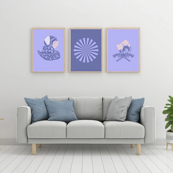 Leylaklar Duvar Tablosu Çerçeveli 3'lü Set Ahşap Renk 35 x 50 Boyut/Ebat ürün görseli 1
