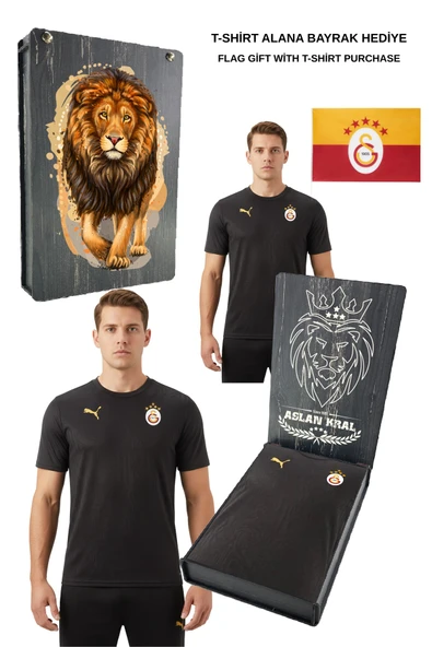 Galatasaray Orijinal Lisanslı Sıfır Yaka Siyah A Takım Antrenman T-Shirt BAYRAK ve UV Kutulu Hediyelik Kutu ürün görseli 1