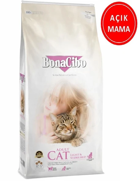 BonaCibo Adult Cat Light Sterilised Kısır Kedi Maması 1 kg AÇIK ürün görseli 1