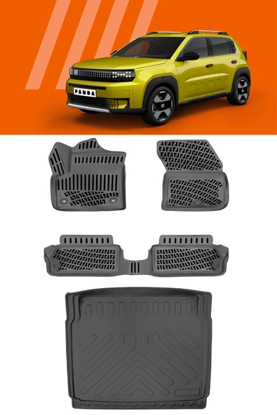 Rizline Fiat Grande Panda Elektrikli 2025 ve Sonrası 3D Havuzlu Paspas ve Bagaj Havuzu ürün görseli 1