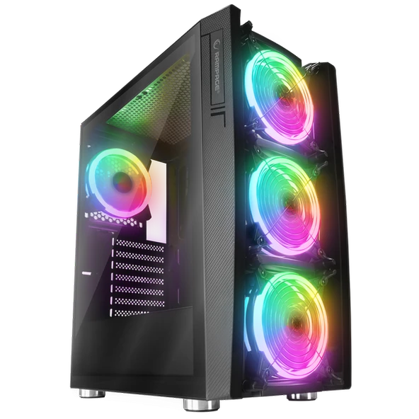 RAMPAGE HACKER 650W 80+ BRONZE SIYAH 4xRGB AUTO FAN ATX MID-T GAMING OYUNCU KASASI RAMPAGE ürün görseli 1