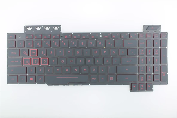 Asus Tuf Gaming FX504GE, FX504GM FX80 FX80G ile Uyumlu Notebook Klavye - Siyah - TR - Backlit - Ver.1 (Non-RGB) - Kırmızı Tuş ürün görseli 1