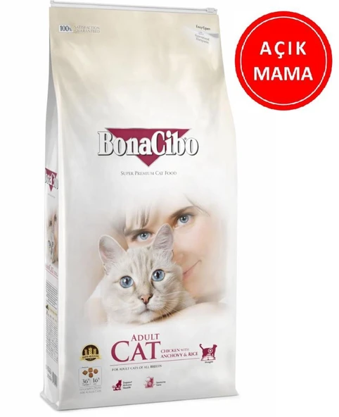 BonaCibo Adult Cat Tavuk Hamsi Kedi Maması 1 kg AÇIK ürün görseli 1