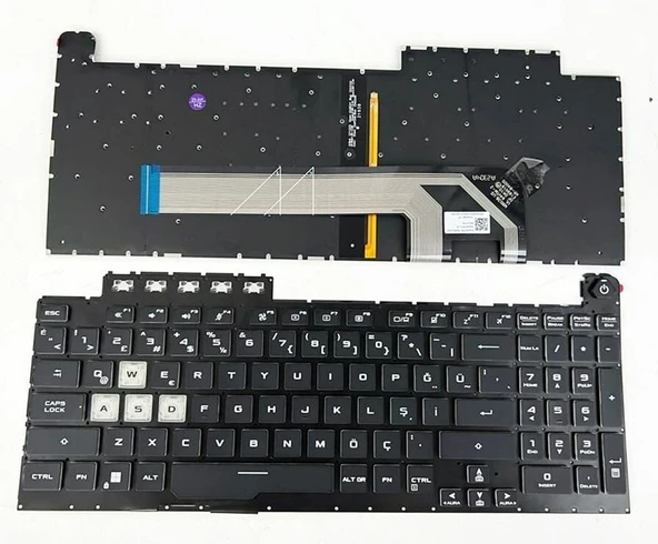 Asus TUF Gaming FX506HC FA506IV FX506HM ile Uyumlu Notebook Klavye - Siyah - TR - Backlit - RGB ürün görseli 1