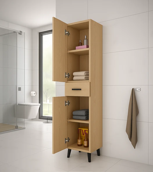 2 Kapaklı Çekmeceli Mutfak Dolabı - Banyo Dolabı - Kiler Dolabı - Çok Amaçlı Dolap - Sonomo ürün görseli 1