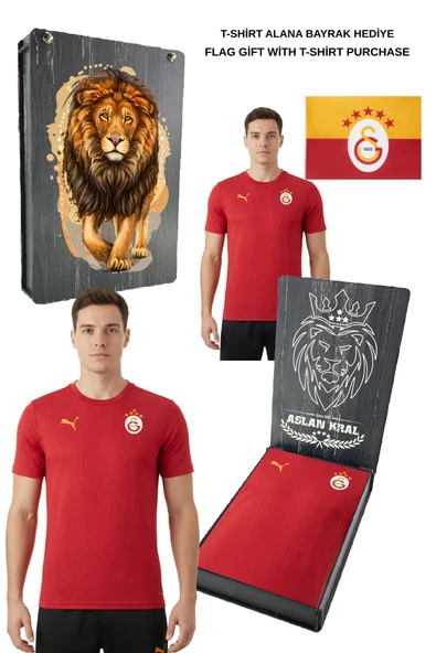 Galatasaray Orijinal Lisanslı Sıfır Yaka Kırmızı A Takım Antrenman T-Shirt BAYRAK ve UV Kutulu Hediyelik Kutu ürün görseli 1