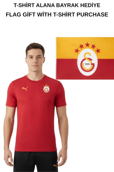 Galatasaray Orijinal Lisanslı Sıfır Yaka Kırmızı A Takım 5 YILDIZ Antrenman T-Shirt ürün görseli 1