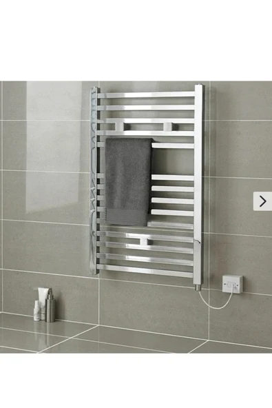 WEBER 500X800 TERMOSTATLI ELEKTRİKLİ KROM KARE DİZAYN İNGİLİZ MODEL HAVLUPAN RADYATOR ISITICI ürün görseli 1